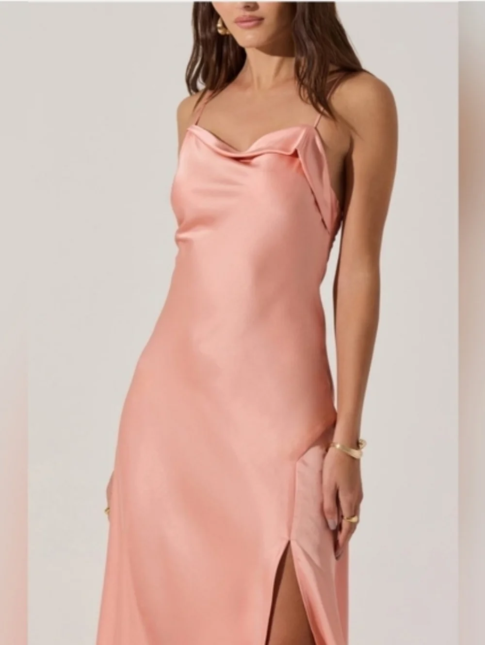 ASTR The Label Cowl Neck Slip Dress ~ Coral Sz Med NWT